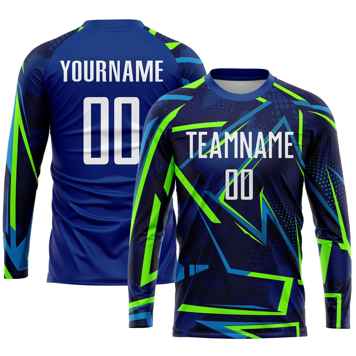 Custom Royal White-Neon Green Sublimation Soccer Uniform Jersey photo 3