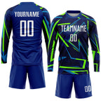 Custom Royal White-Neon Green Sublimation Soccer Uniform Jersey photo 4