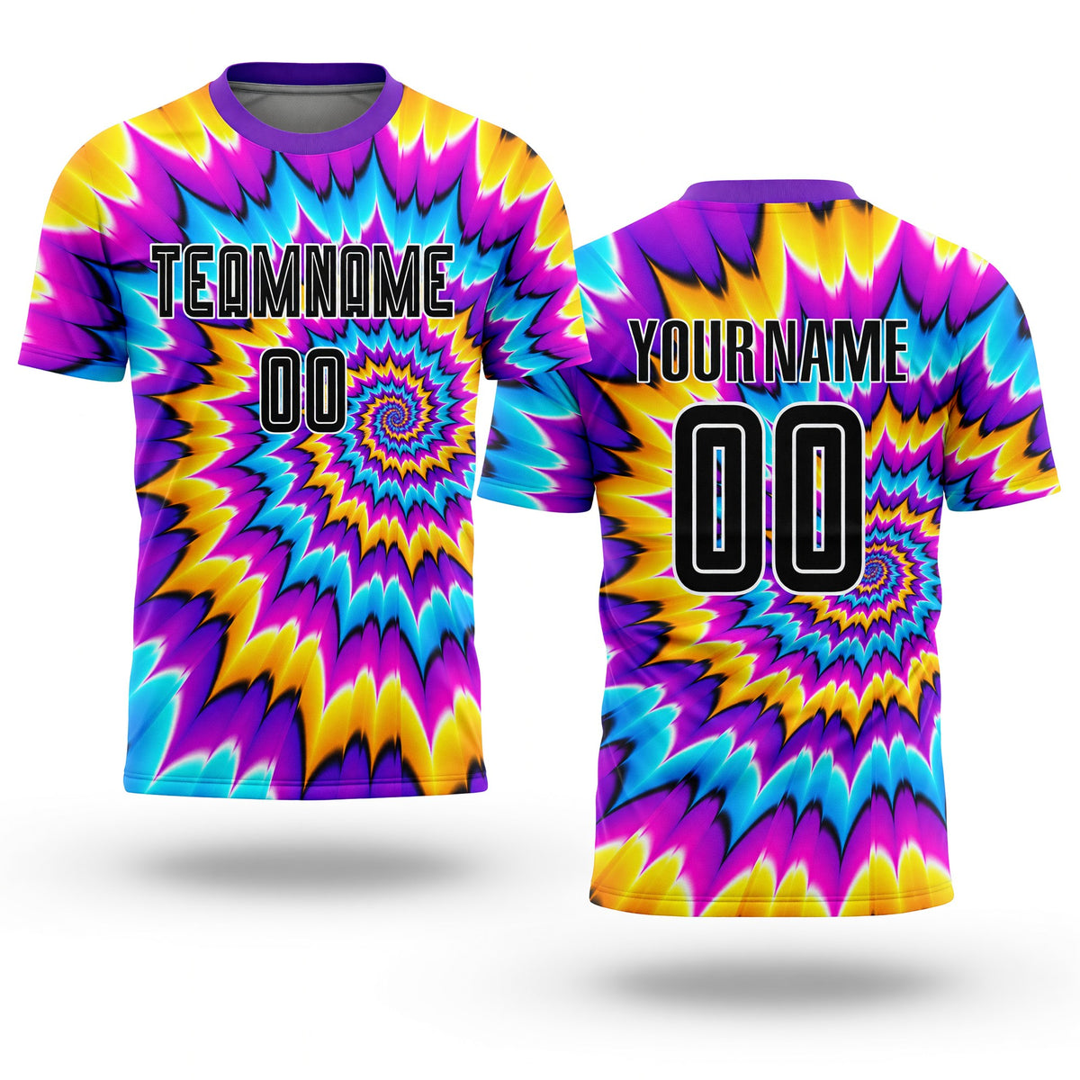 Custom Tie Dye Black-White Sublimation Soccer Uniform Jersey