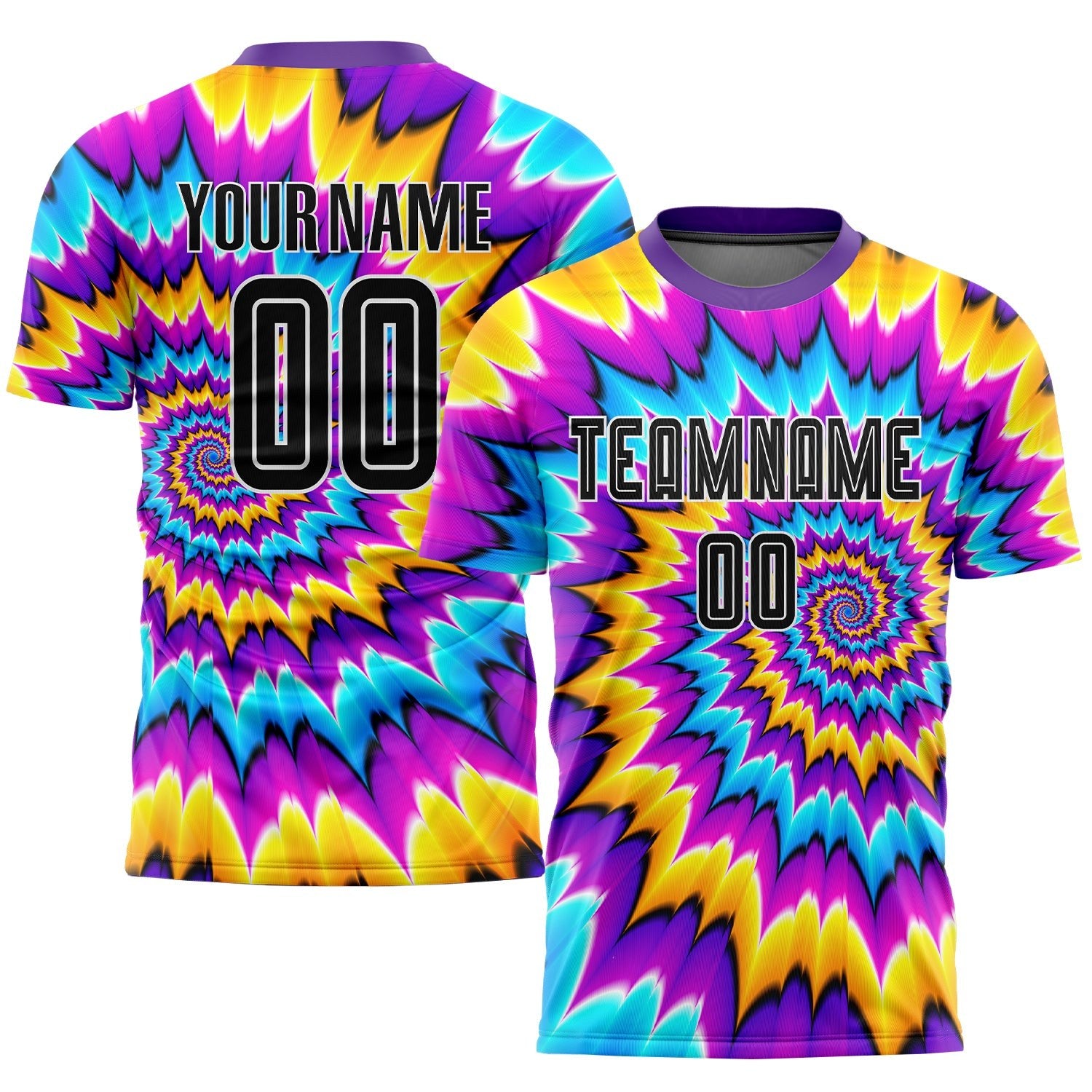Custom Tie Dye Black-White Sublimation Soccer Uniform Jersey photo 1