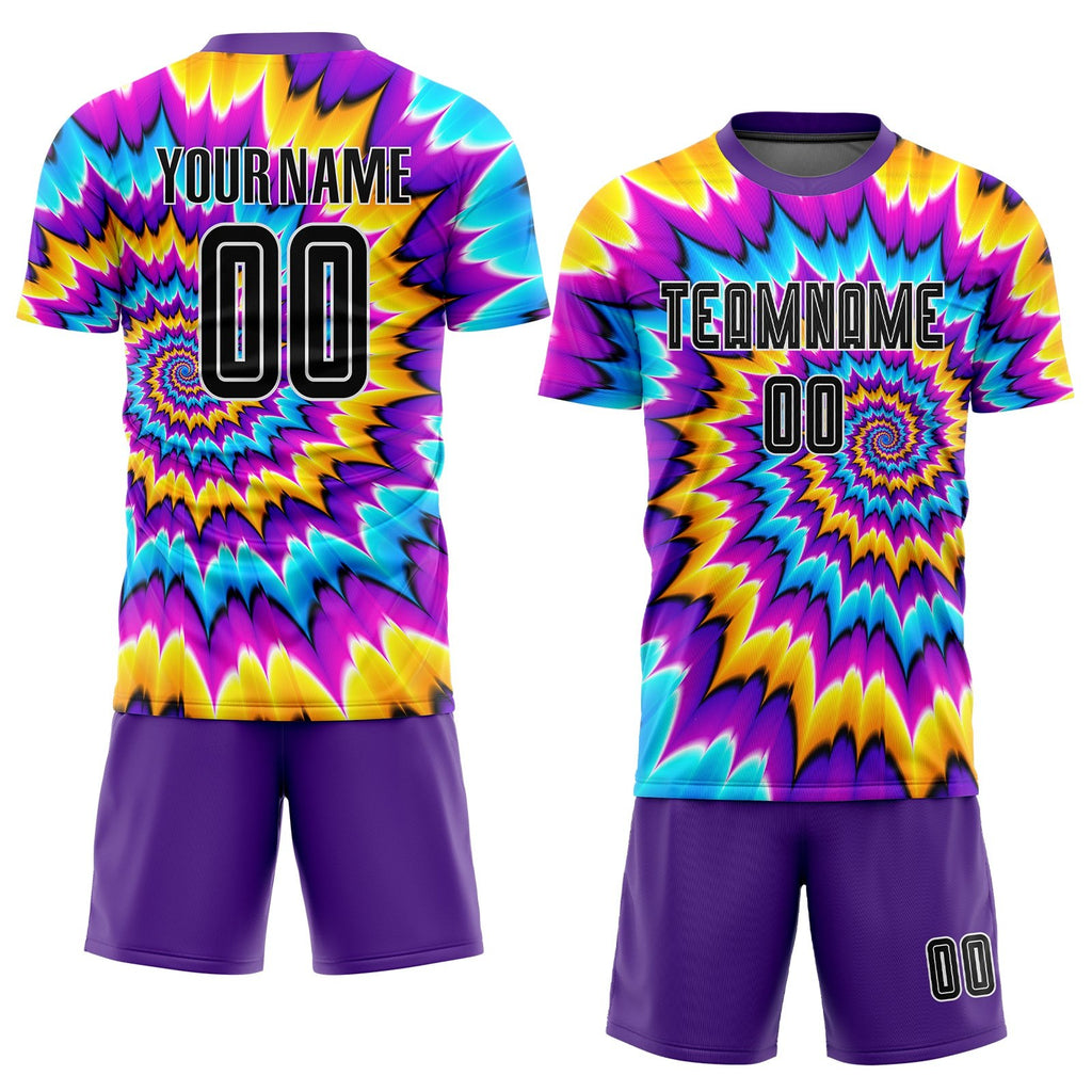 Custom Tie Dye Black-White Sublimation Soccer Uniform Jersey photo 2