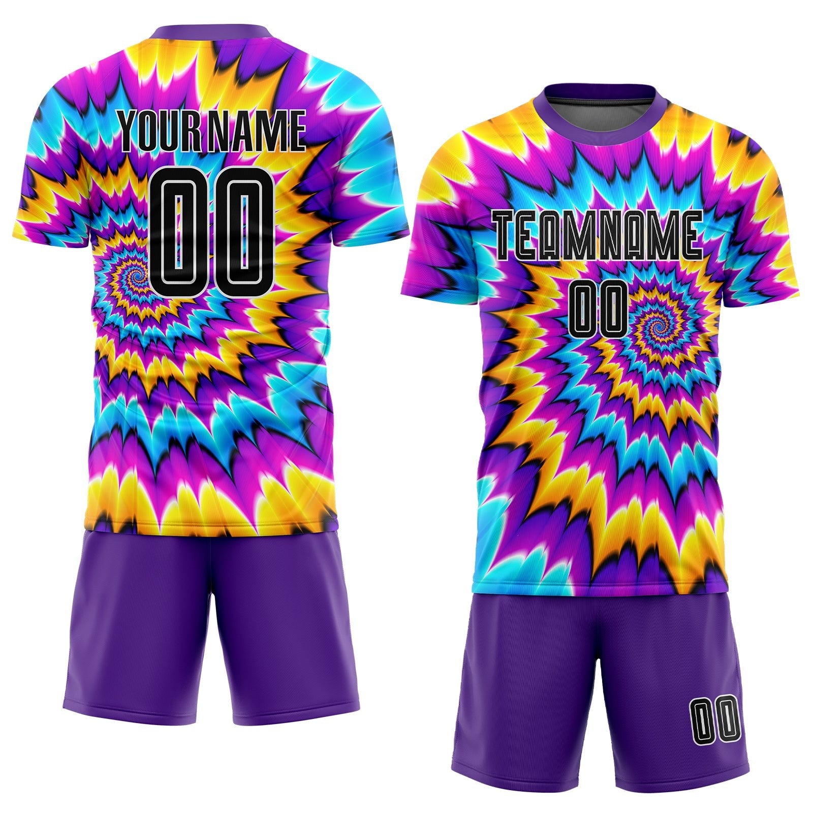 Custom Tie Dye Black-White Sublimation Soccer Uniform Jersey photo 2