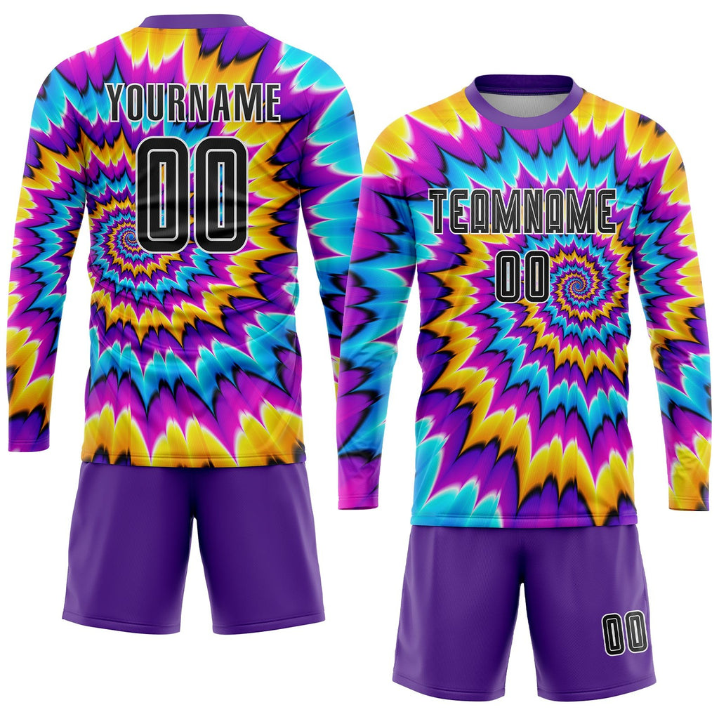 Custom Tie Dye Black-White Sublimation Soccer Uniform Jersey photo 4