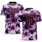 Custom Tie Dye Black-Pink Sublimation Soccer Uniform Jersey