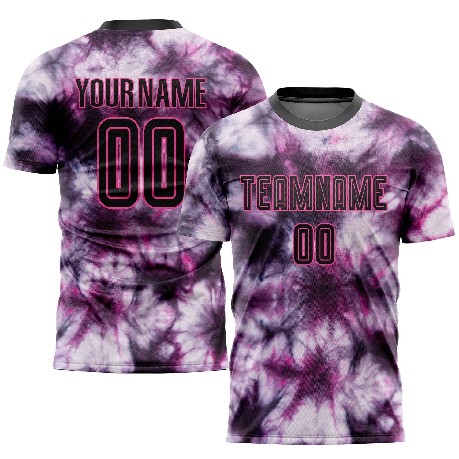 Custom Tie Dye Black-Pink Sublimation Soccer Uniform Jersey photo 1
