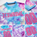 Custom Tie Dye Pink-Light Blue Sublimation Soccer Uniform Jersey detail