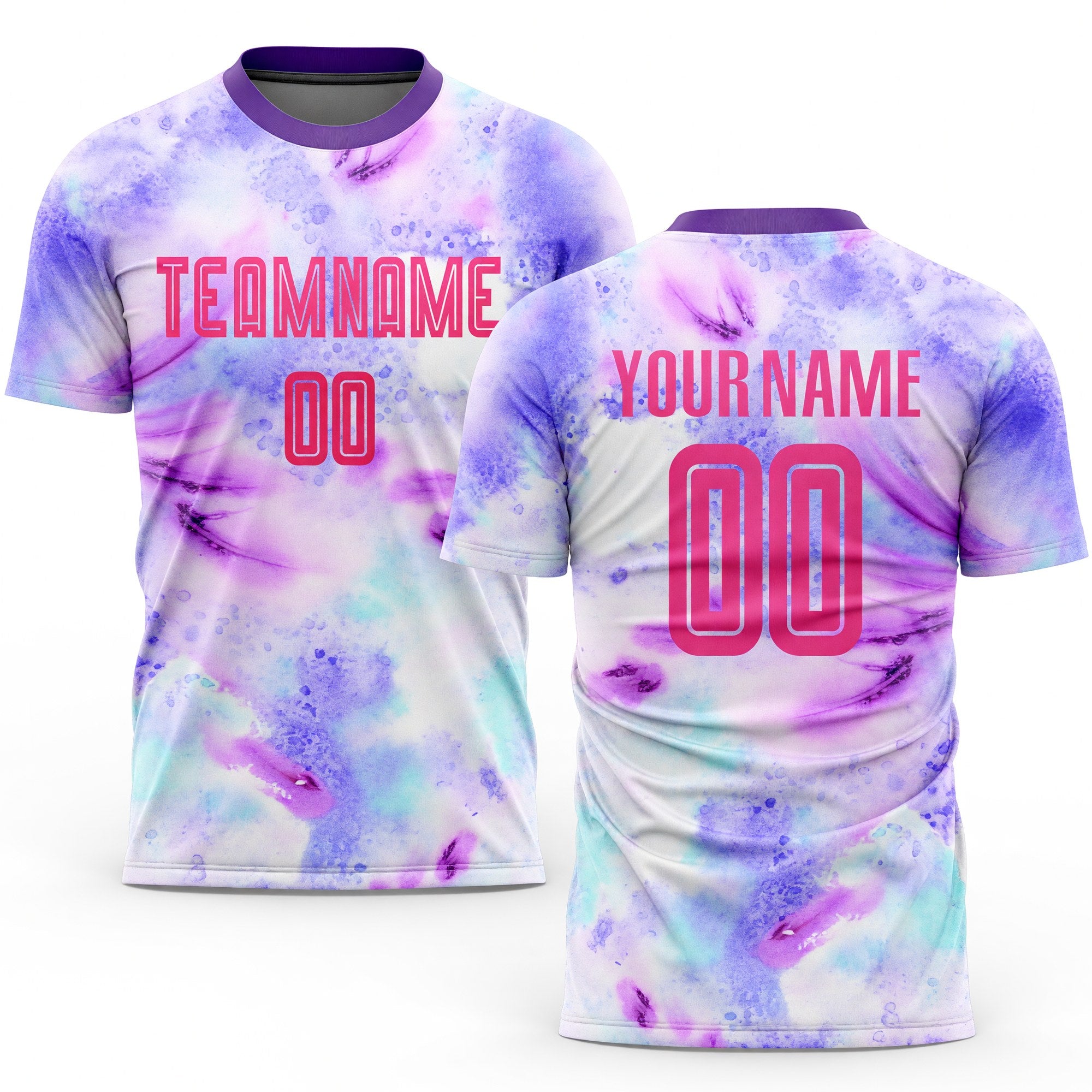 Custom Tie Dye Pink-Purple Sublimation Soccer Uniform Jersey