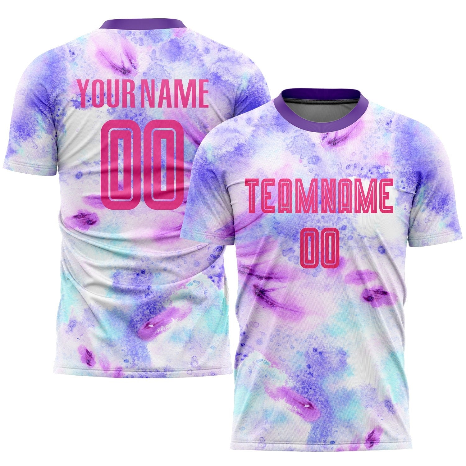 Custom Tie Dye Pink-Purple Sublimation Soccer Uniform Jersey photo 1