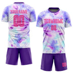 Custom Tie Dye Pink-Purple Sublimation Soccer Uniform Jersey photo 2