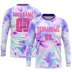 Custom Tie Dye Pink-Purple Sublimation Soccer Uniform Jersey photo 3