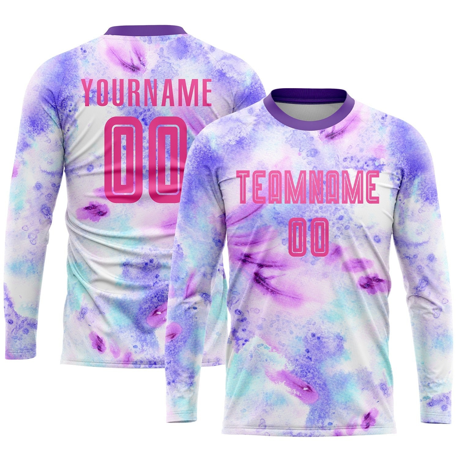 Custom Tie Dye Pink-Purple Sublimation Soccer Uniform Jersey photo 3