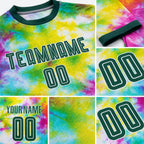 Custom Tie Dye Kelly Green-White Sublimation Soccer Uniform Jersey detail