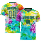 Custom Tie Dye Kelly Green-White Sublimation Soccer Uniform Jersey photo 1