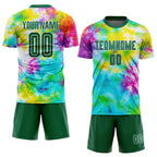 Custom Tie Dye Kelly Green-White Sublimation Soccer Uniform Jersey photo 2