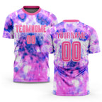 Custom Tie Dye Pink-White Sublimation Soccer Uniform Jersey