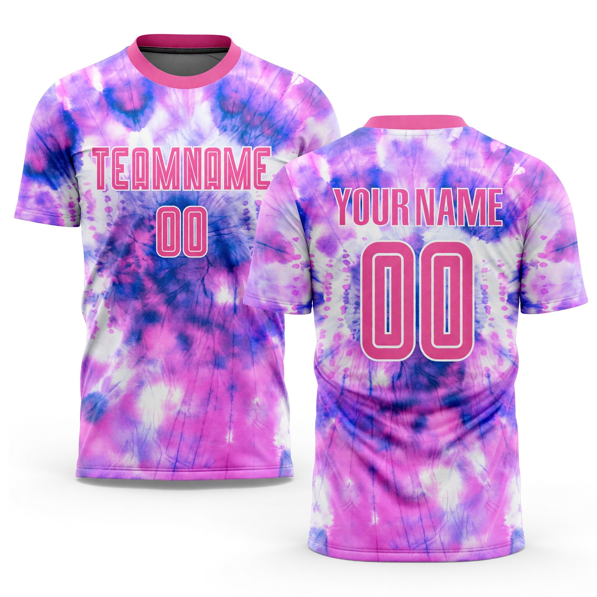 Custom Tie Dye Pink-White Sublimation Soccer Uniform Jersey