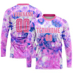 Custom Tie Dye Pink-White Sublimation Soccer Uniform Jersey photo 2