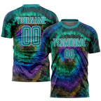 Custom Tie Dye Teal-White Sublimation Soccer Uniform Jersey photo 1