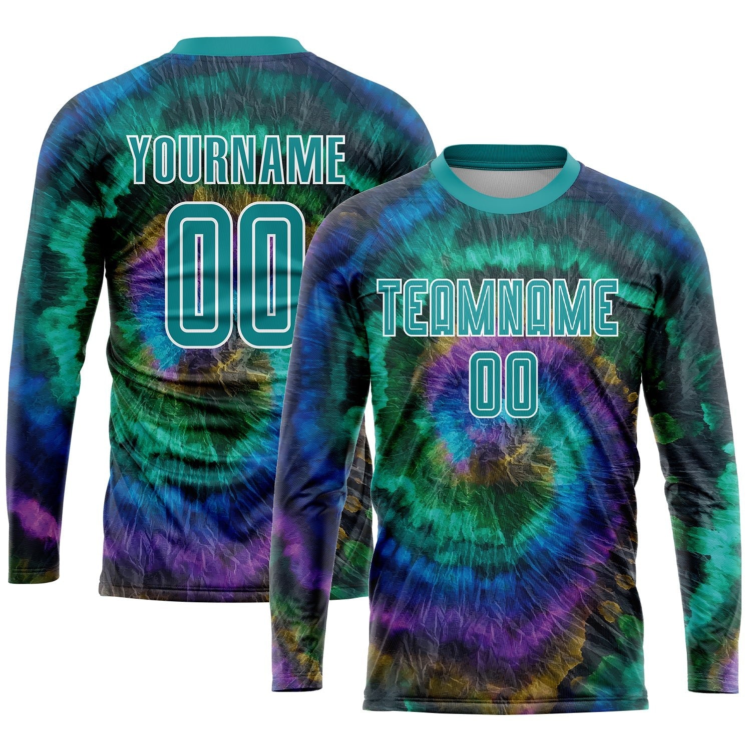 Custom Tie Dye Teal-White Sublimation Soccer Uniform Jersey photo 3