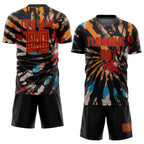 Custom Tie Dye Red-Old Gold Sublimation Soccer Uniform Jersey photo 2