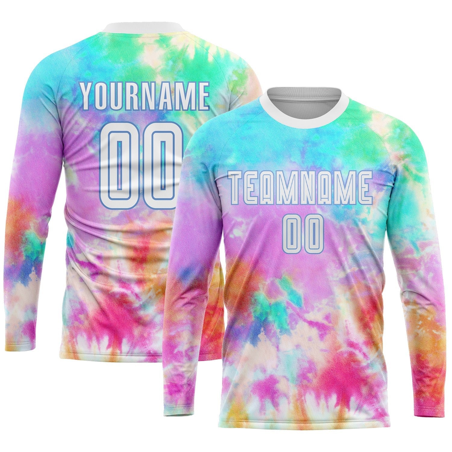 Custom Tie Dye White-Light Blue Sublimation Soccer Uniform Jersey photo 2