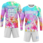 Custom Tie Dye White-Light Blue Sublimation Soccer Uniform Jersey photo 3