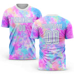 Custom Tie Dye White-Light Blue Sublimation Soccer Uniform Jersey
