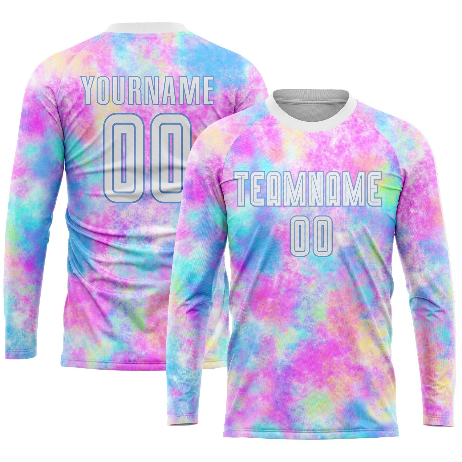 Custom Tie Dye White-Light Blue Sublimation Soccer Uniform Jersey photo 2