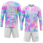 Custom Tie Dye White-Light Blue Sublimation Soccer Uniform Jersey photo 3