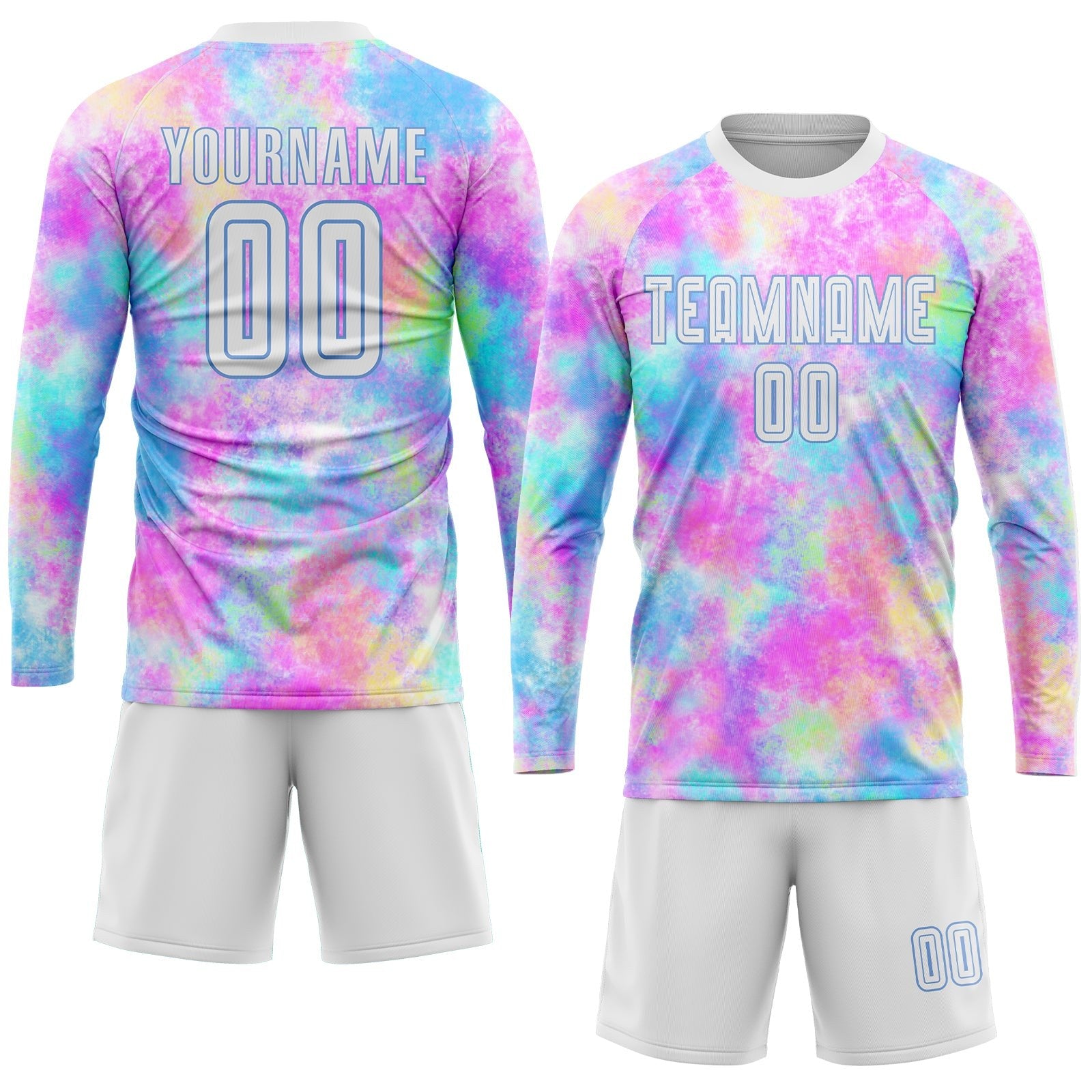 Custom Tie Dye White-Light Blue Sublimation Soccer Uniform Jersey photo 3