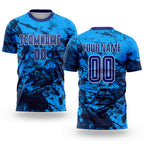 Custom Tie Dye Royal-White Sublimation Soccer Uniform Jersey