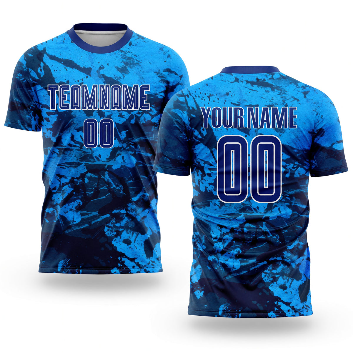 Custom Tie Dye Royal-White Sublimation Soccer Uniform Jersey