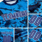 Custom Tie Dye Royal-White Sublimation Soccer Uniform Jersey detail