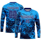 Custom Tie Dye Royal-White Sublimation Soccer Uniform Jersey photo 3