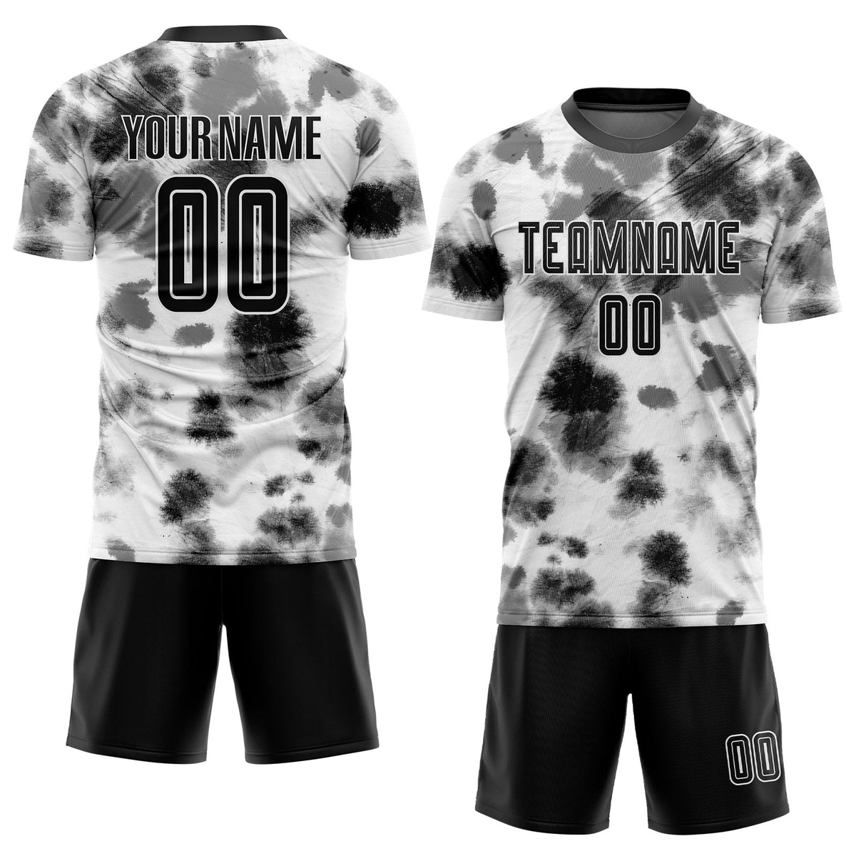 Custom Tie Dye Black-White Sublimation Soccer Uniform Jersey photo 2