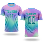Custom Tie Dye Teal-White Sublimation Soccer Uniform Jersey