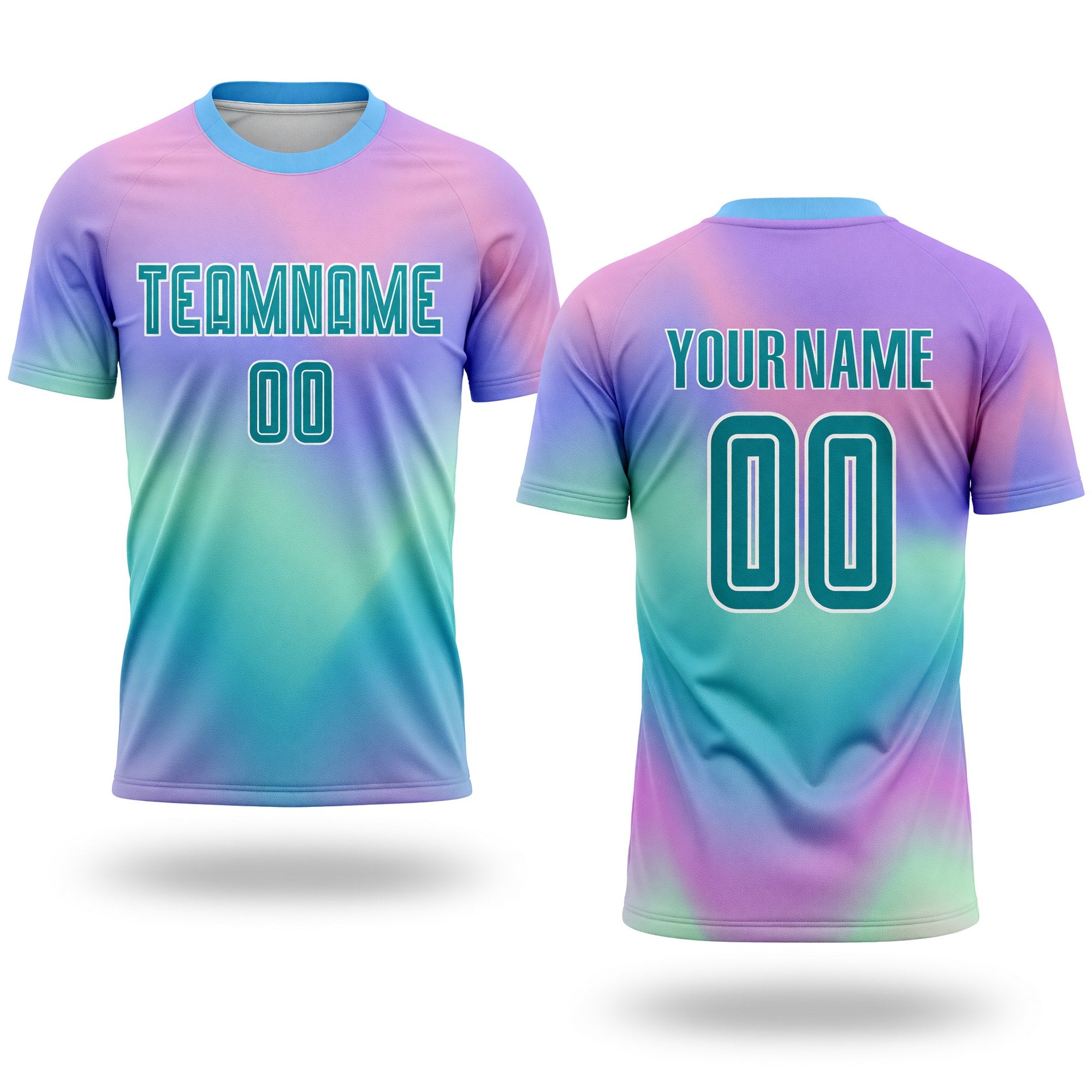 Custom Tie Dye Teal-White Sublimation Soccer Uniform Jersey