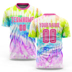 Custom Tie Dye Pink-White Sublimation Soccer Uniform Jersey