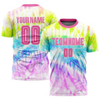Custom Tie Dye Pink-White Sublimation Soccer Uniform Jersey photo 1