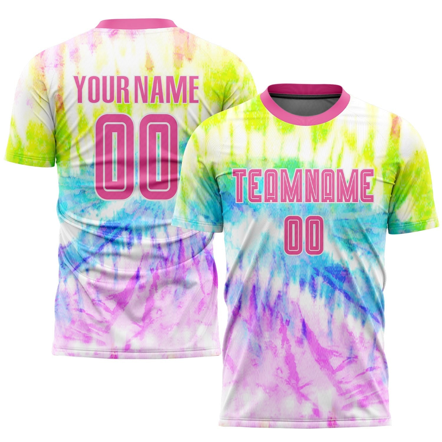 Custom Tie Dye Pink-White Sublimation Soccer Uniform Jersey photo 1