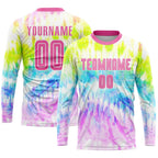 Custom Tie Dye Pink-White Sublimation Soccer Uniform Jersey photo 2