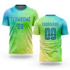 Custom Tie Dye Teal-White Sublimation Soccer Uniform Jersey