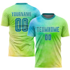 Custom Tie Dye Teal-White Sublimation Soccer Uniform Jersey photo 1