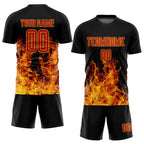 Custom Black Red-Gold Flame Sublimation Soccer Uniform Jersey photo 2