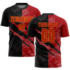 Custom Graffiti Pattern Red-Gold Scratch Sublimation Soccer Uniform Jersey