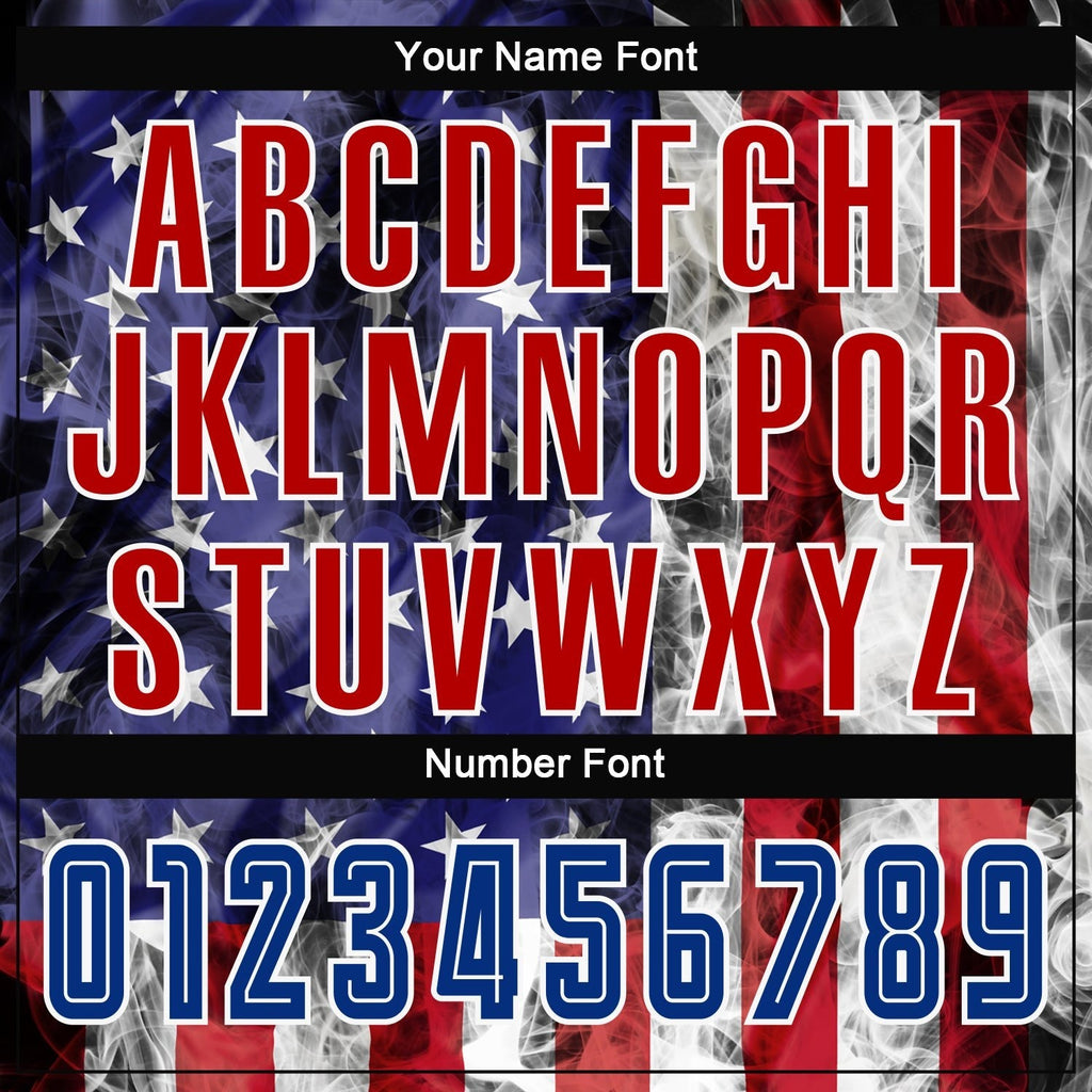 Custom White Royal-Red American Flag Fashion Sublimation Soccer Uniform Jersey photo 7