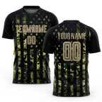 Custom Camo Vegas Gold-Black American Flag Fashion Sublimation Salute To Service Soccer Uniform Jersey
