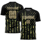Custom Camo Vegas Gold-Black American Flag Fashion Sublimation Salute To Service Soccer Uniform Jersey photo 1
