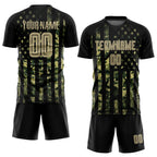 Custom Camo Vegas Gold-Black American Flag Fashion Sublimation Salute To Service Soccer Uniform Jersey photo 2