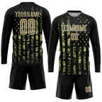 Custom Camo Vegas Gold-Black American Flag Fashion Sublimation Salute To Service Soccer Uniform Jersey photo 4